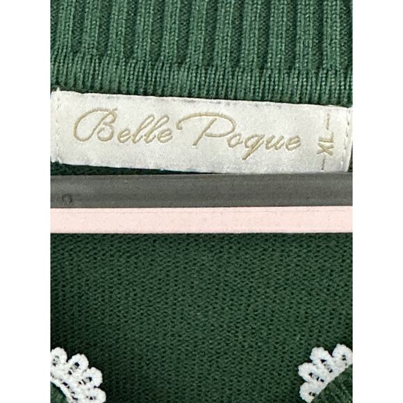 Belle Pogue Rockabilly Pin-up Green cardigan sweater White trim XL - Picture 6 of 8